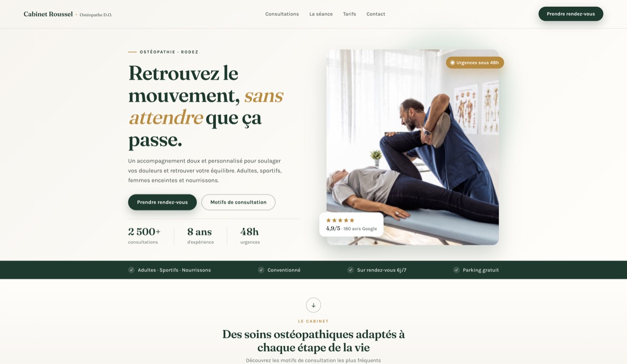 Aperçu du site du Cabinet Roussel, ostéopathe à Rodez